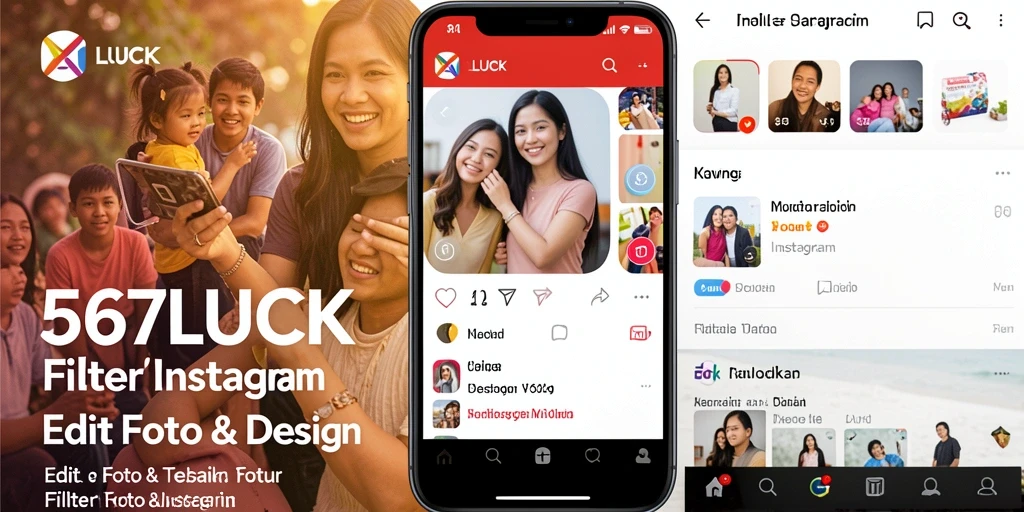 Tampilan aplikasi 567LUCK dengan berbagai filter menarik untuk Instagram.