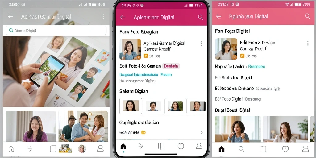 Antarmuka D06 menunjukkan alat editing foto yang intuitif dan kreatif.