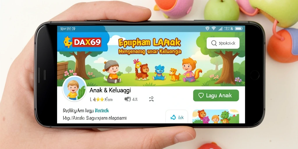 Tampilan antarmuka DAX69 yang ceria dan ramah anak.