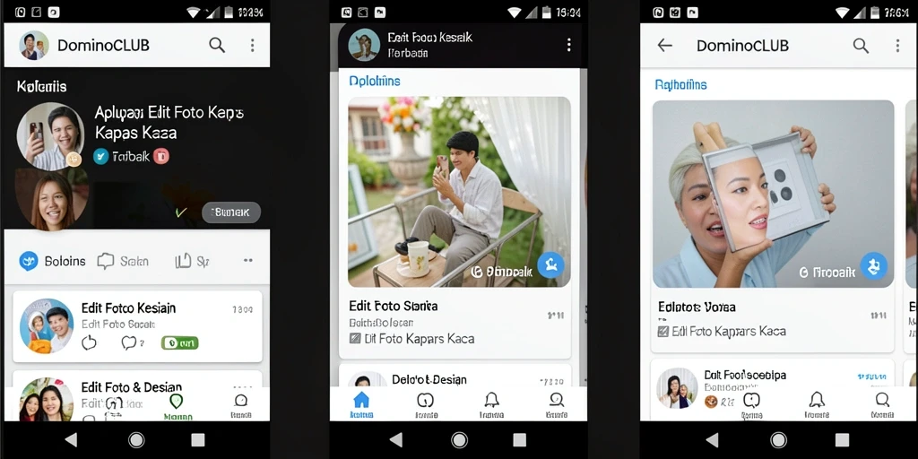 Antarmuka pengguna DOMINOCLUB menunjukkan fitur-fitur Edit Foto Kertas Kaca.
