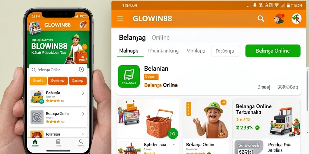 Antarmuka aplikasi GLOWIN88 untuk belanja online yang mudah dan menarik.