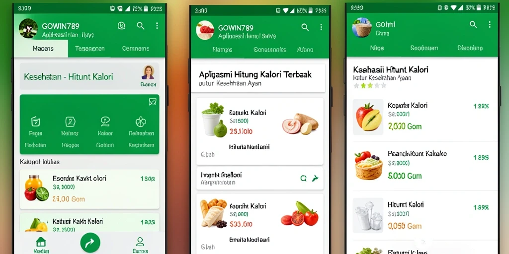 Tampilan antarmuka GOWIN789 dengan fitur Hitung Kalori yang user-friendly.