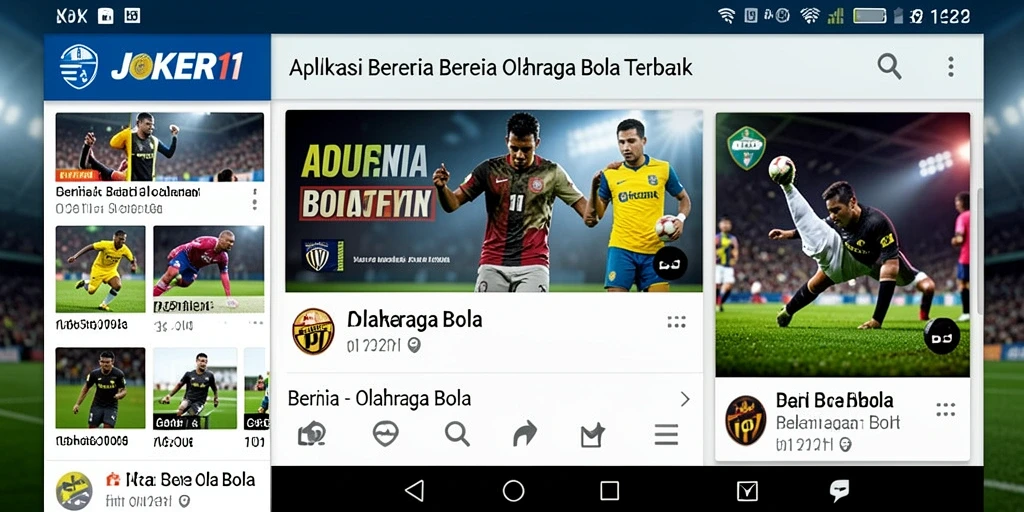Antarmuka JOKER11 yang menampilkan berita olahraga bola terkini.