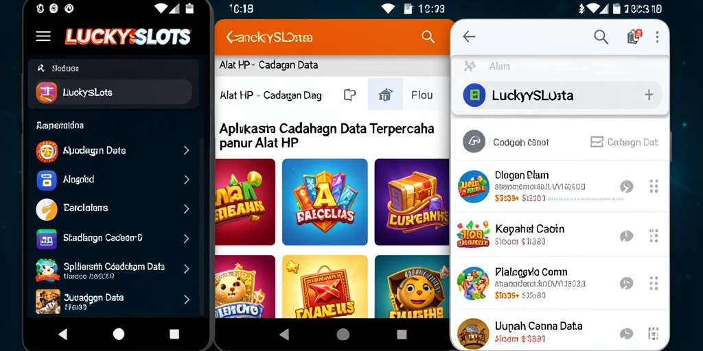 Antarmuka aplikasi LUCKYSLOTS untuk pencadangan data yang mudah digunakan.