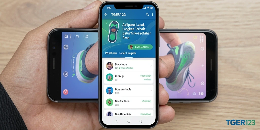 Tampilan antarmuka aplikasi TGER123 dengan fitur Lacak Langkah.